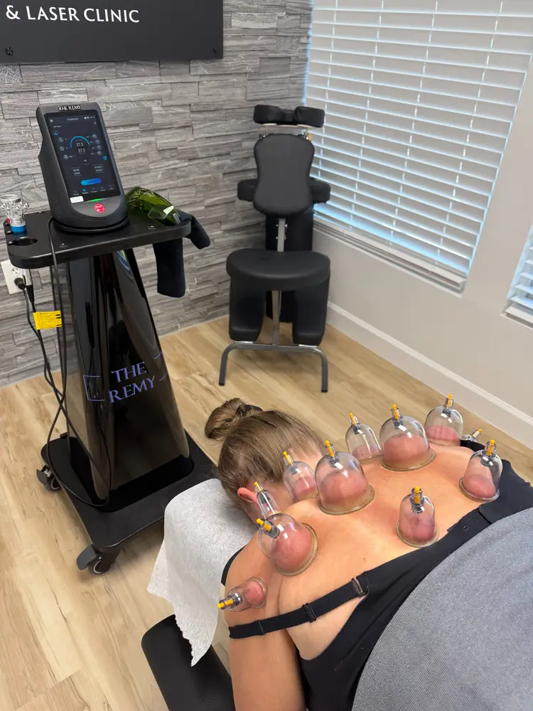 Cupping therapy alongside the Class IV laser unit